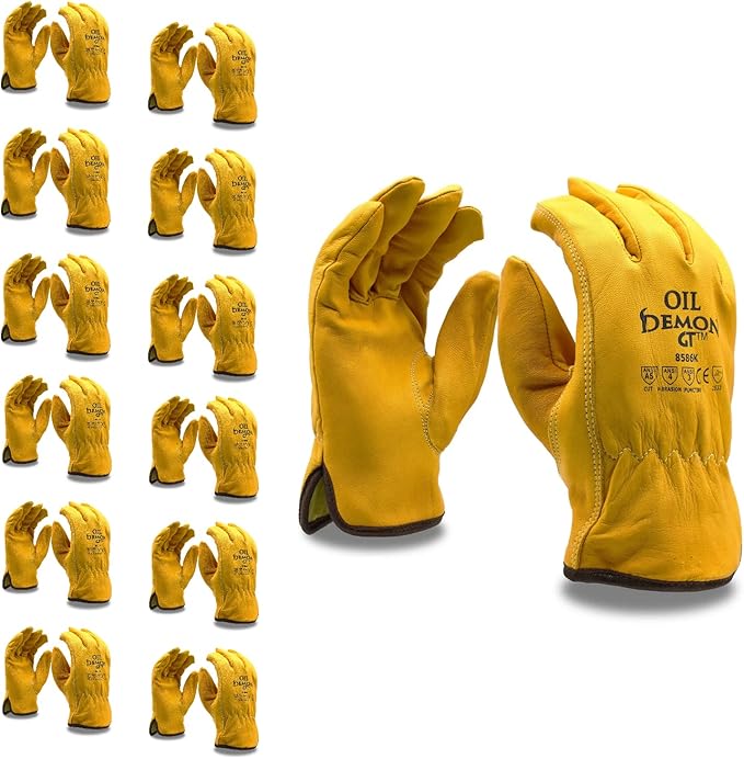 Cordova 8586K Oil Demon Gt Gloves, Premium Oil-Resistant Grain Goatskin Driver, Aramid/Glass Fabric Lined, Keystone Thumb,...