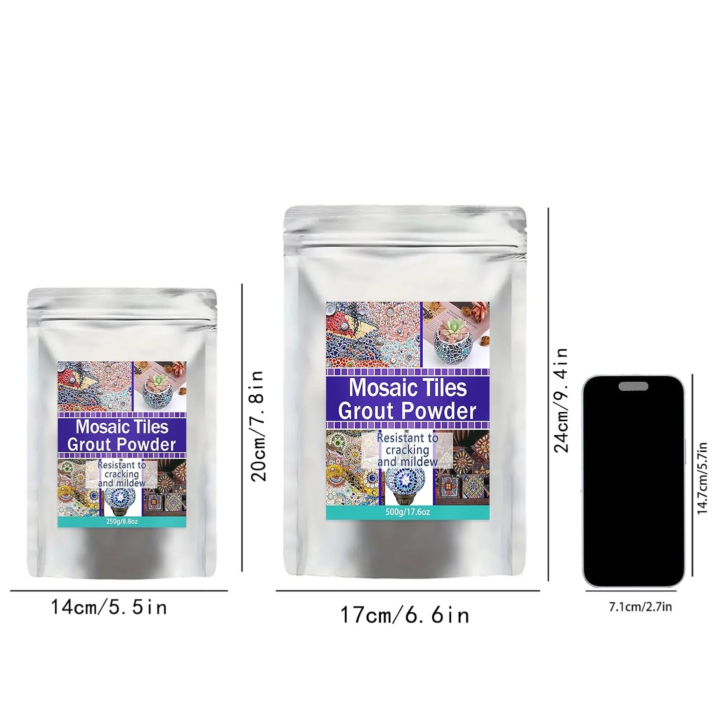 Mosaic Grout, Mosaics Tile Tools, Mosaic Tile Accessories – Essential for Handmade Grouting and Perfect for DIY Craft Projects (White, 500G)