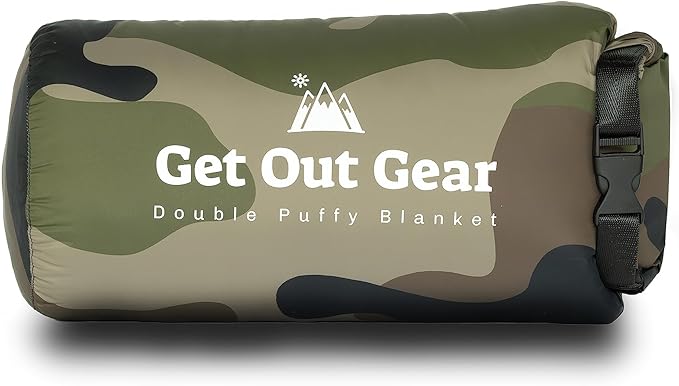 Get Out Gear Down Camping Blanket - Puffy, Packable, Lightweight and Warm | Ideal for Outdoors, Travel, Stadium, Festivals, Beach, Hammock | 650 Fill Power Water-Resistant Backpacking Quilt
