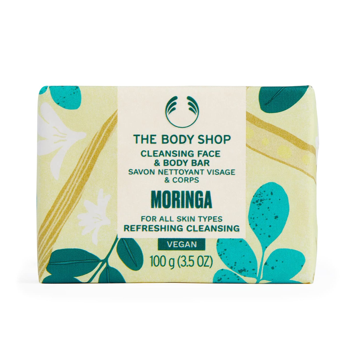 The Body Shop Moringa Cleansing Face & Body Bar - Cleansing and Invigorating - Vegan - 3.5oz