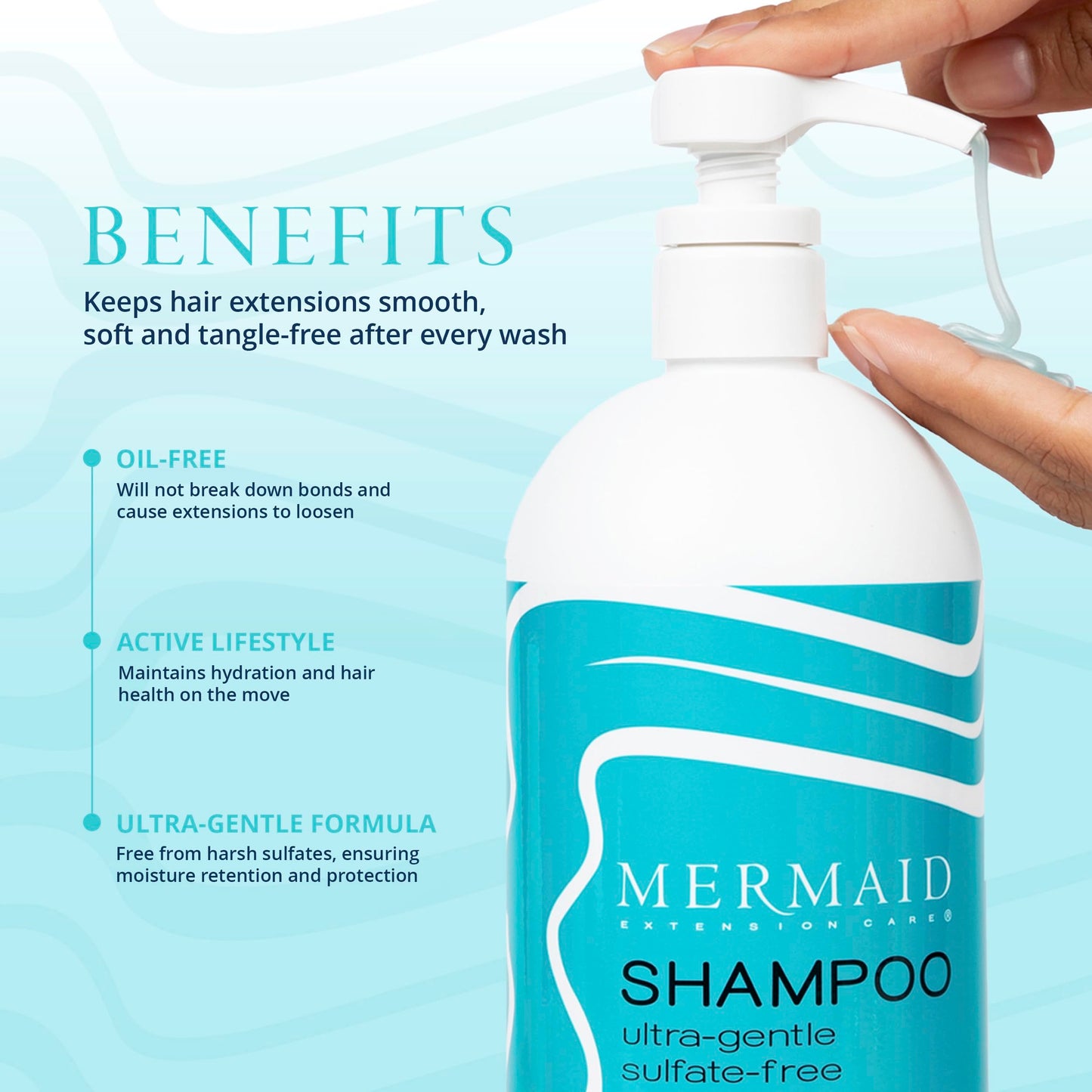 Mermaid Extension Hair Care Shampoo & Conditioner Combo | Oil-Free Gentle Moisturizing Salon Grade Hydrating | Plant-Based Sulfa