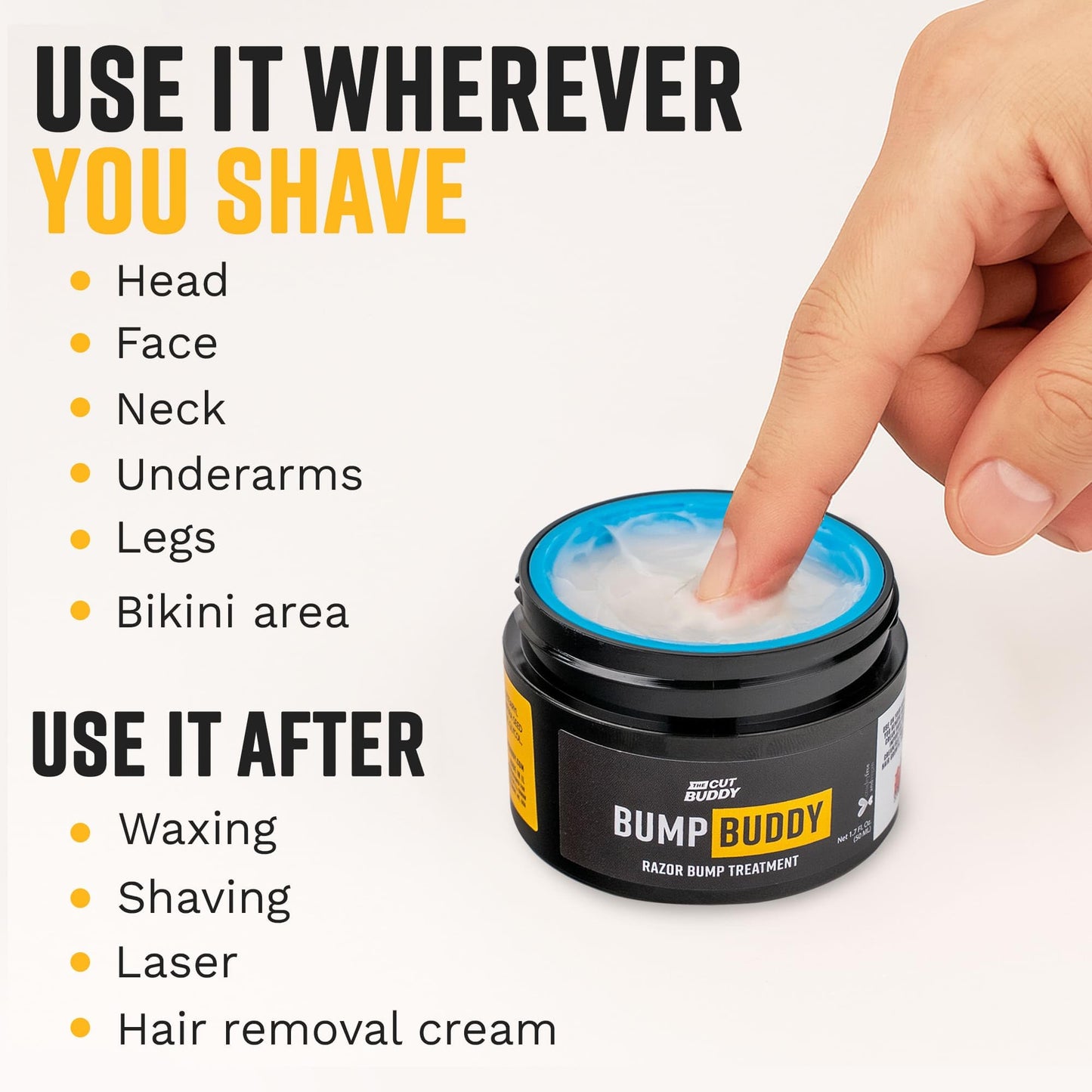 Bump Buddy After Shave Cream, Helps Reduce Razor Bumps & Discomfort Post-Shave for Head, Face, Neck, Underarms, Legs, Bikini Area, 50 ml