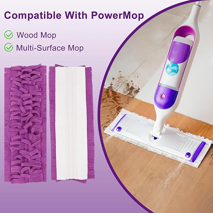 12 Pack Mopping Pads Refills for Swiffer PowerMop, Reusable Microfiber Mop Pads,Compatible with Swiffer Power Mop Refills, Washable MopPad Use for Most Floor Types