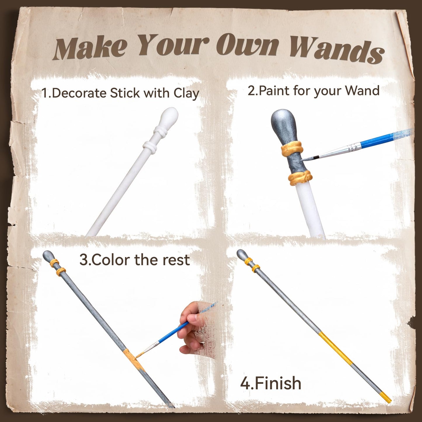 ColoPlay 53 PCS Wizard Magic Wand Making Kit DIY Crafts for Kids Adult Wizard Wand Birthday Party, Christmas, Halloween Party Favors