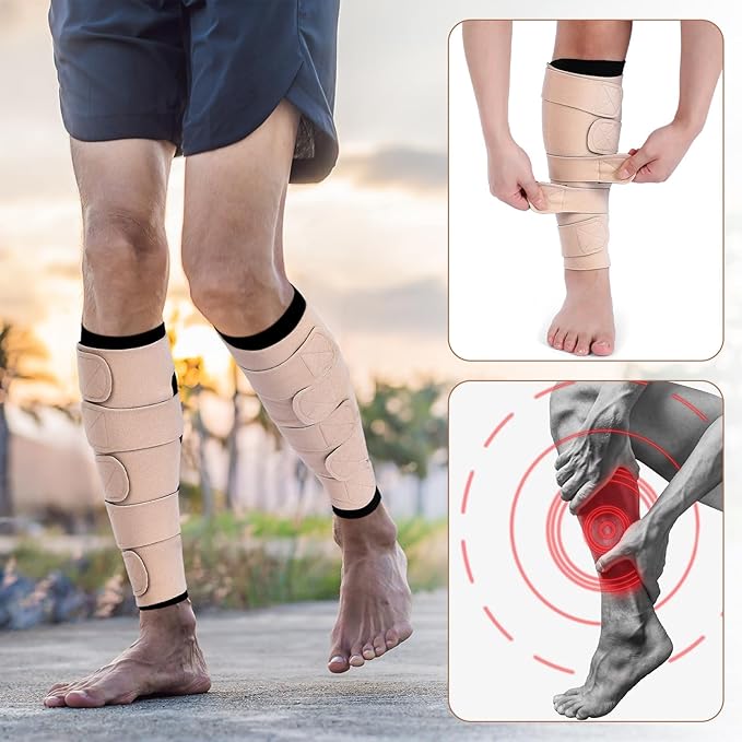 Croknit 3 Pairs Lymphedema Compression Leg Wraps Adjustable Lower Leg Cover up Medical Shin Splint Wrap for Heaviness Fatigue(Black-complexion Leg Wrap)