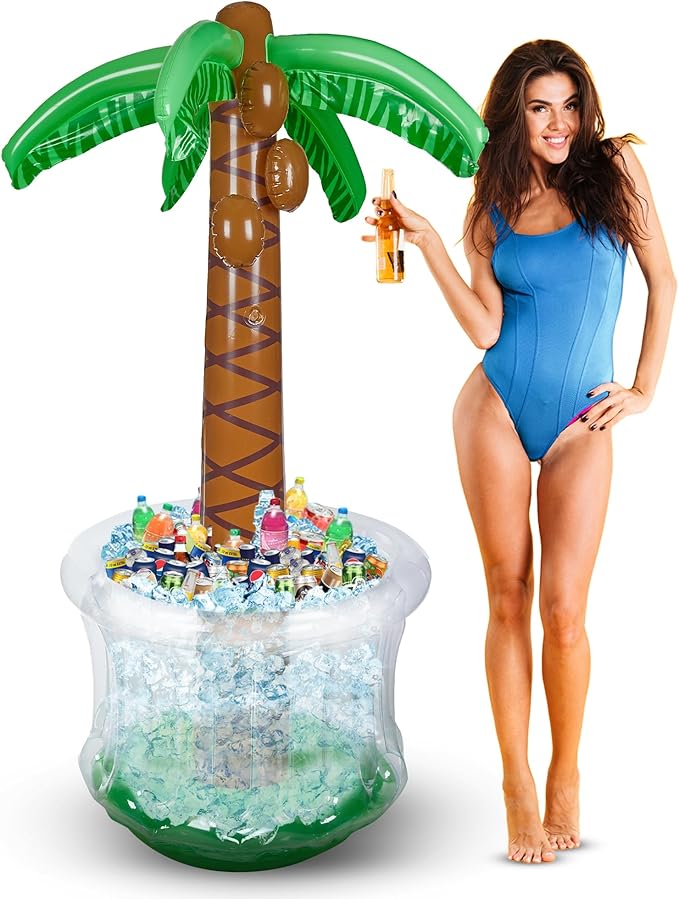 Inflatable Palm Tree Cooler 60" - Blow Up Palm Tree Luau Hawaiian Tropical Beach Theme Summer Swimming Pool Party Decorati...