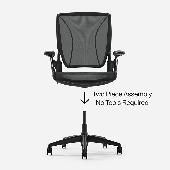 Humanscale World LM Black Catena Mesh Ergonomic Office Chair for Desk with Black Mesh Seat, Adjustable Simple Desk Chair, Black Frame