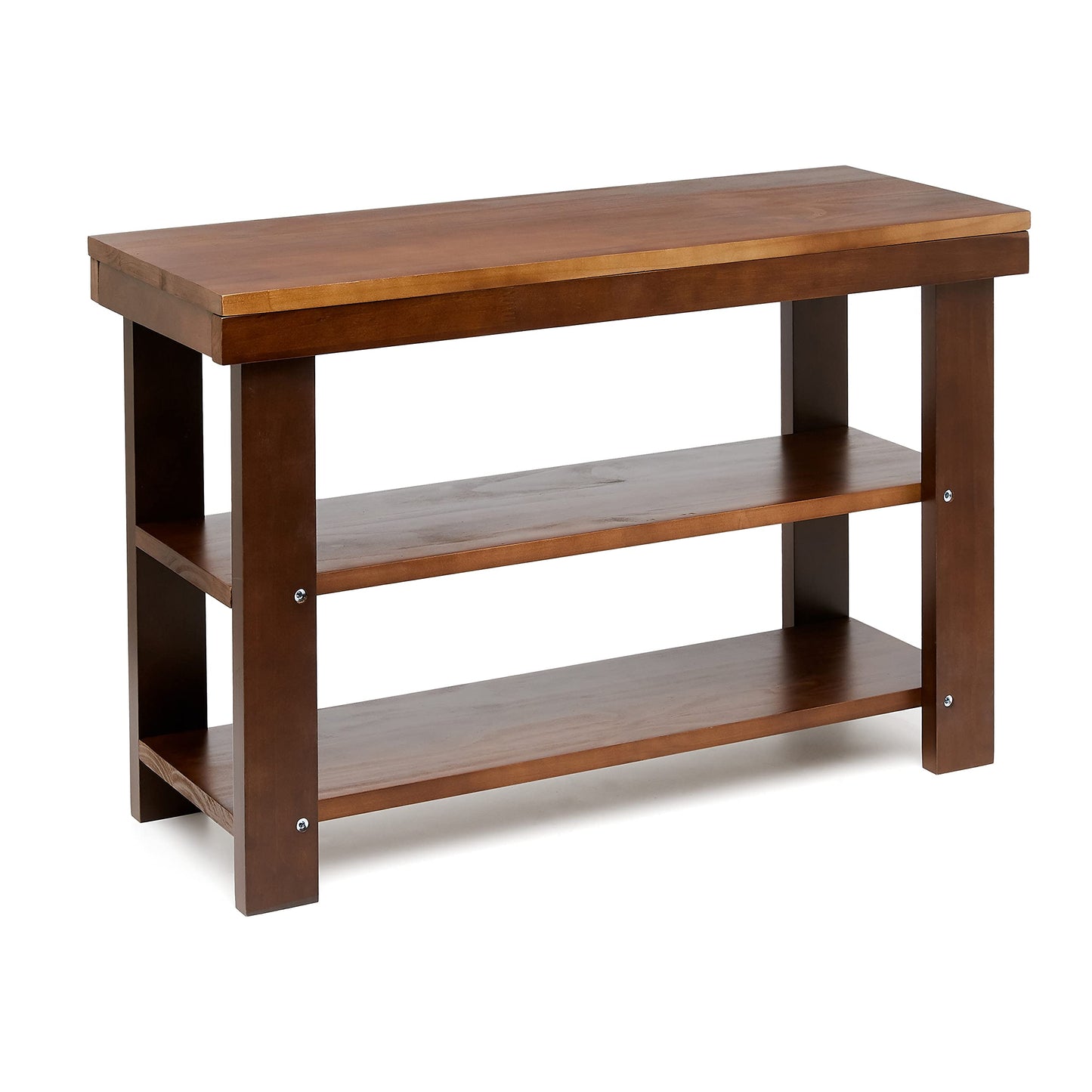 Amazon Basics Solid Pine Wood Entryway Shoe Rack Bench, Espresso, 10.4" D x 27.56" W x 17.72" H