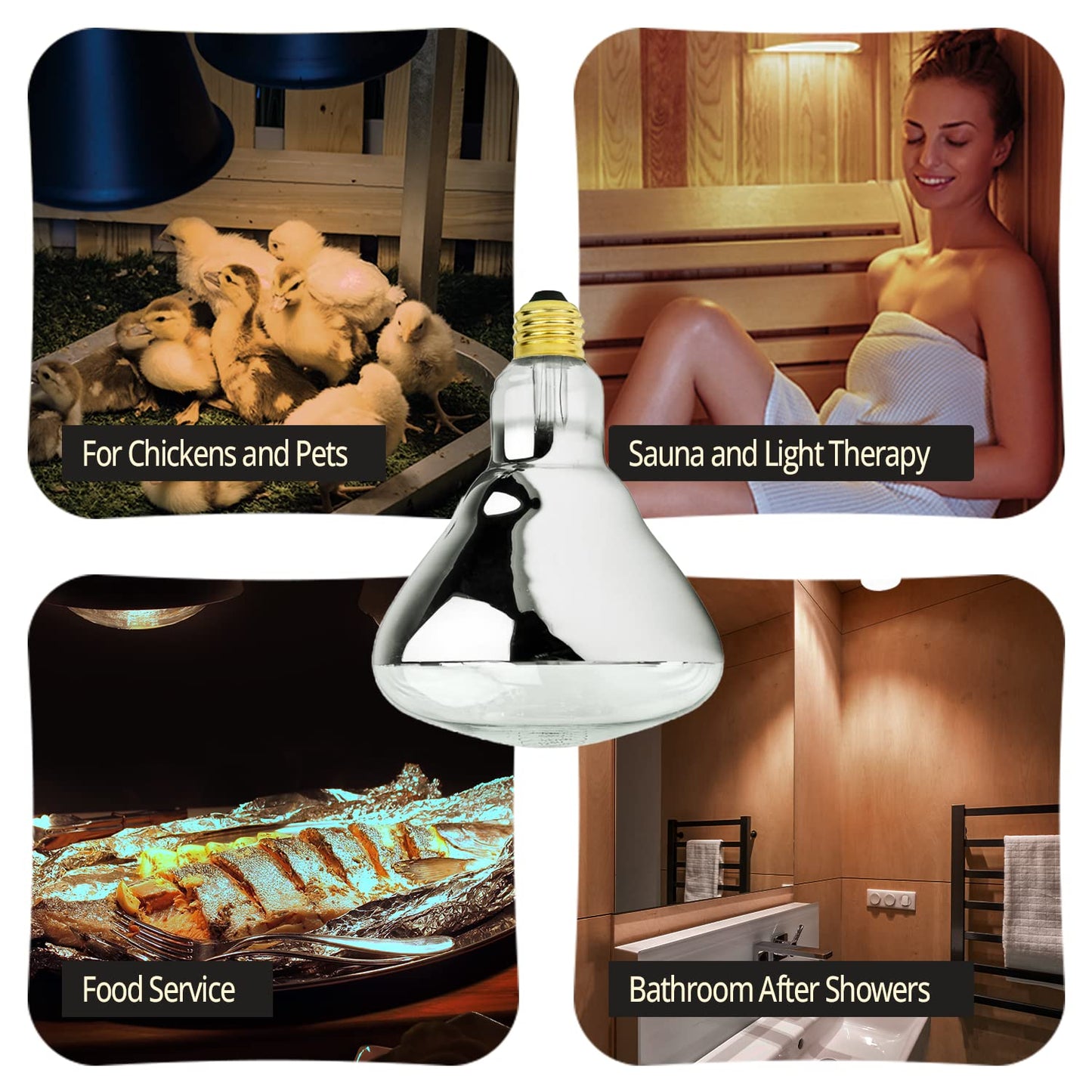 250 Watt Heat lamp Bulb for Bathroom R40 Incandescent Shower Heat Lamp Clear Infrared Bath Light 250R40 Chicken Light Bulb E26 Base 1 Pack