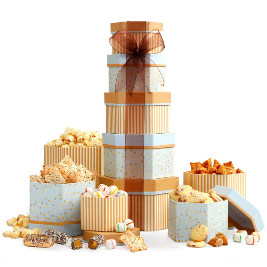 Broadway Basketeers Celebration Gift Tower with Sweets & Nuts