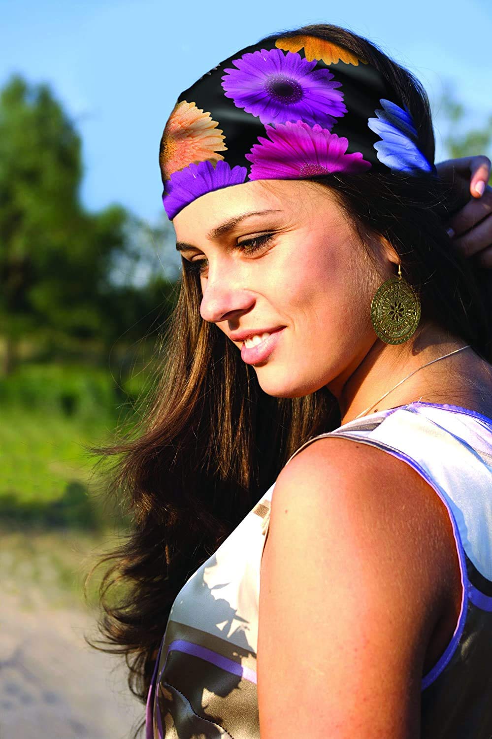 Spoontiques Hair and Face Wraps - Multifunctional Bandanna - Headband - Scarf - Neck Gaiter- Balaclava - Struped Floral