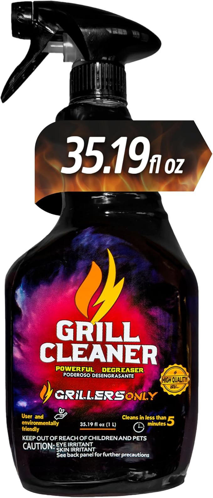 Grill Cleaner & Degreaser 35.2 fl oz | Heavy-Duty Cleaning Spray for BBQ Grills Griddles & Outdoor Kitchen Surfaces