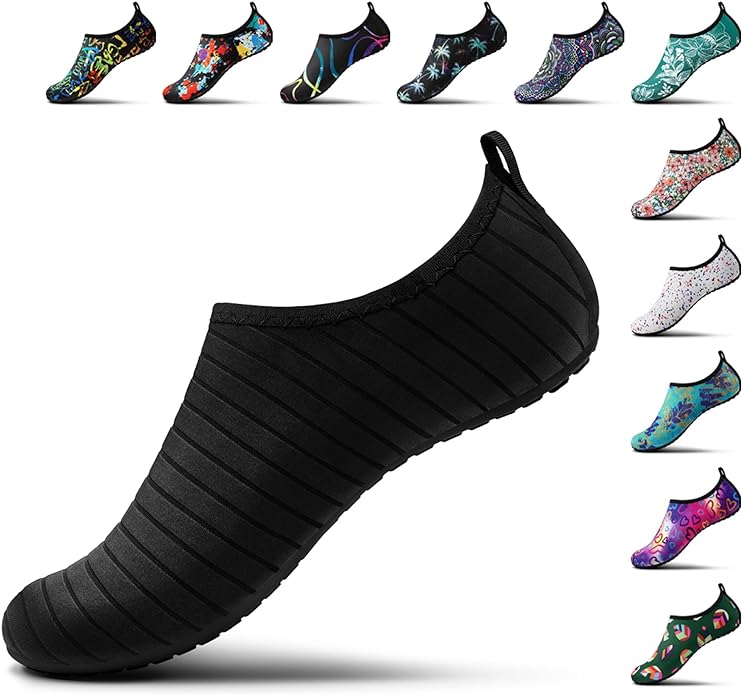 SEEKWAY Water Shoes Women Men Adult Quick-Dry Aqua Socks Barefoot Non Slip for Beach Swim River Pool Lake surf Black SK002(U)