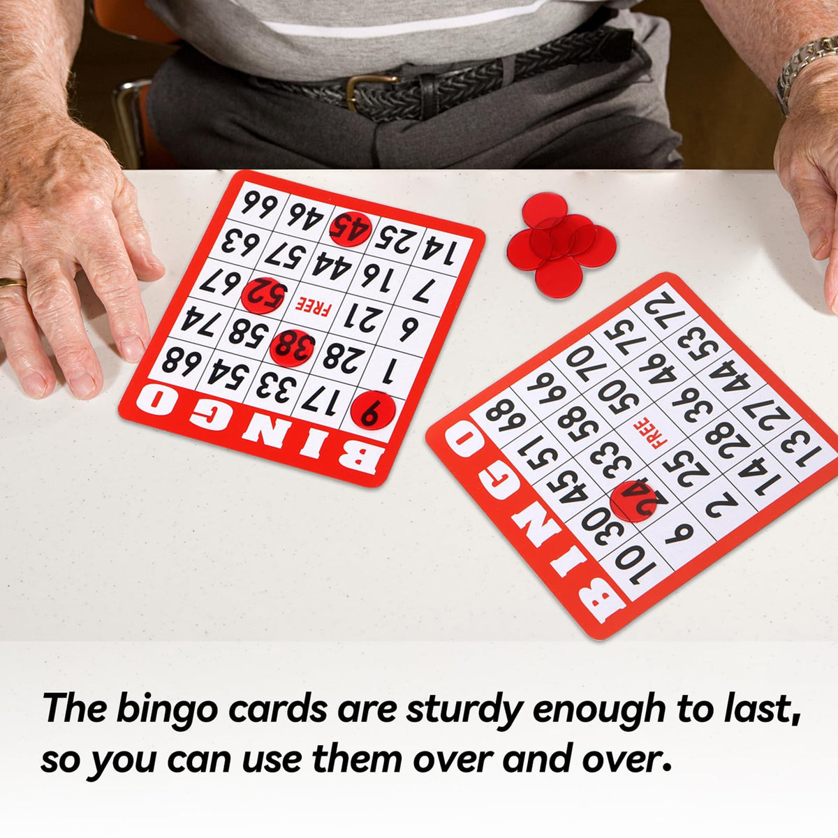 GSE Games & Sports Expert 50-Pack Multi-Color Bingo Game Cards with Easy Read Numbers, Reusable Paper Bingo Sheets for Large Groups, Family/Friend Parties