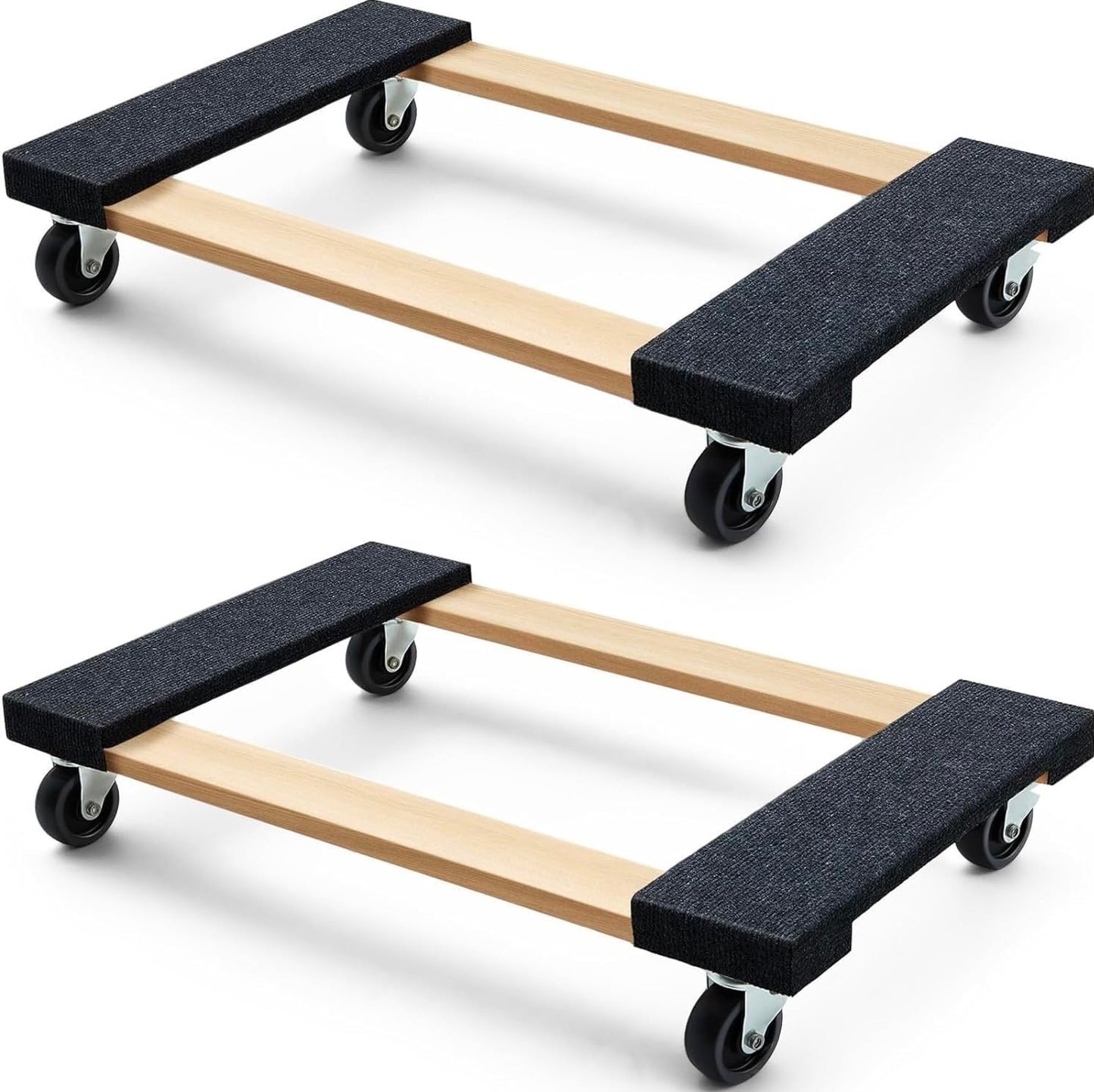 SIMPLI-MAGIC 79545 30 in. x 18 in. Hardwood Furniture Moving Dolly 1,320 lbs. Capacity – 4 Swivel Wheels Heavy-Duty Furniture Dollies, 2 Pack