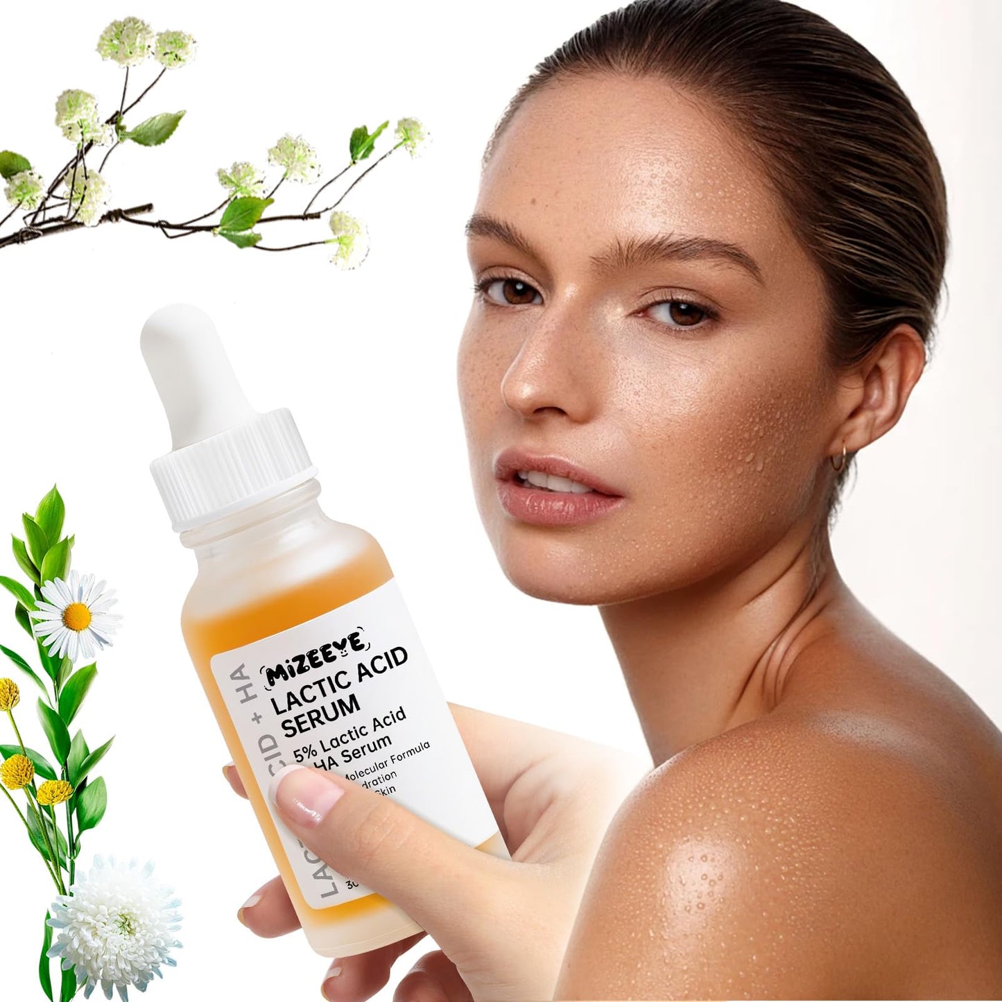 Lactic Acid Serum For Face, 2 PCS Moisturizing Lactic Acid 5% + HA Face Serum For Exfoliating, Dry Skin.