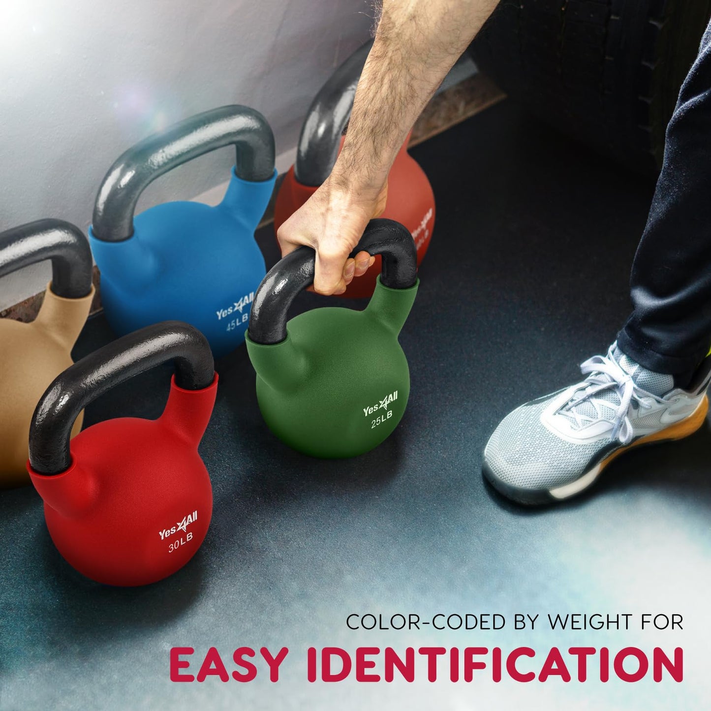 Yes4All Neoprene Coated & Kettlebell Sets - Hand Weights for Home Gym & Dumbbell Weight Set training 30 LB - Pair