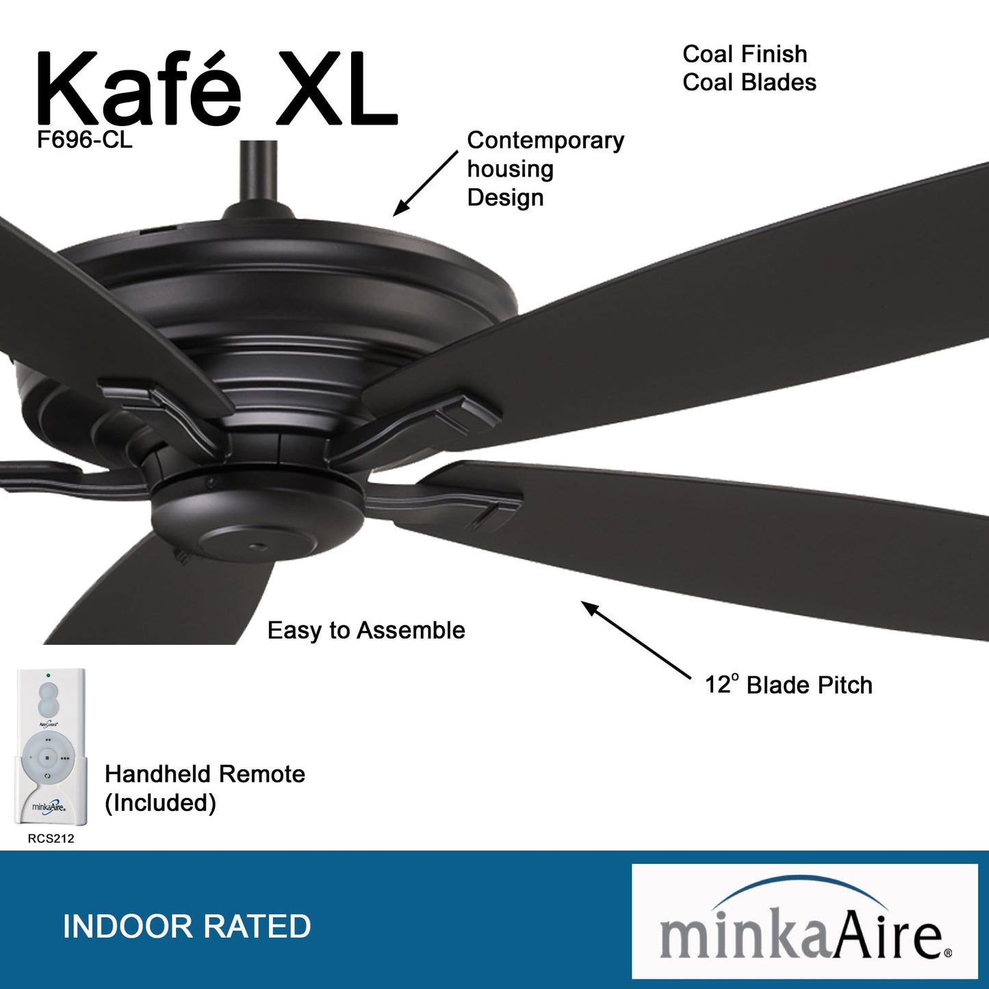 Minka-Aire F696-Cl Kaf  -Xl 60 Inch Ceiling Fan In Coal Finish