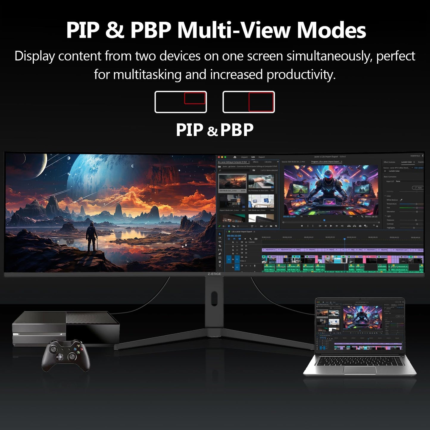 5K Monitor, Z-Edge 40 inch Ultrawide Curved Gaming Monitor, UHD 5120x2160 IPS Computer Monitor, 300 cd/m², 120Hz Refresh Rate, 1ms Response Time, UG40 2*HDMI(2.1) 2*DP(1.4) with Speakers