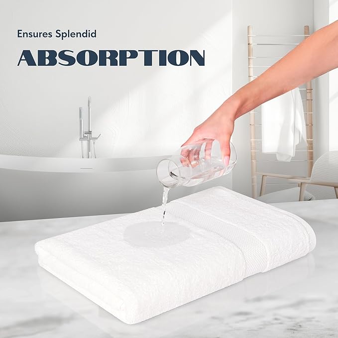 White Classic Luxury Bath Towels Set of 4 Large - 700 GSM Turkish Cotton Ultra Soft Bath Towels 27x54 | Highly Absorbent and Quick Dry | Hotel Towels for Bathroom Luxury, Plush Shower Towels, White