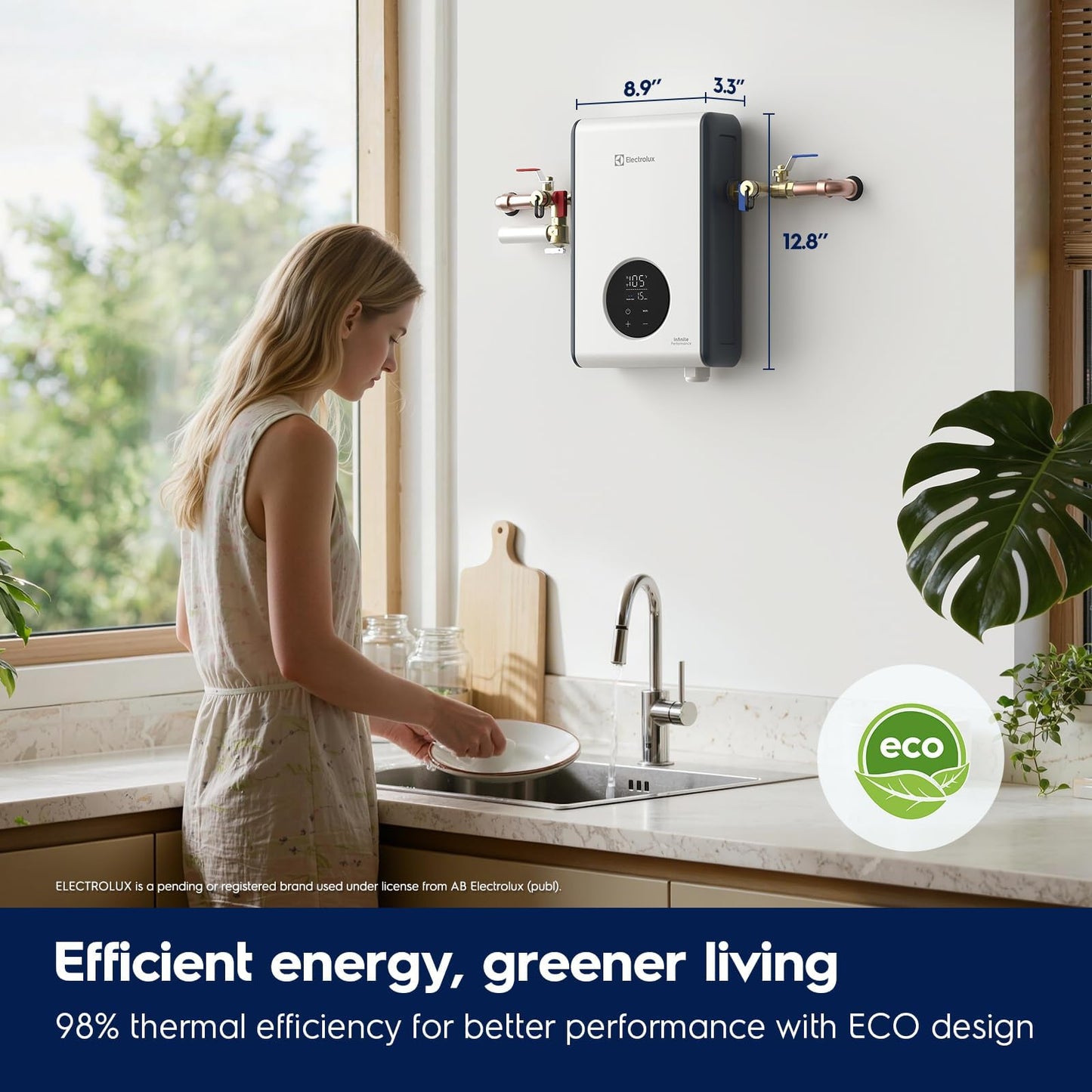 Electrolux 14kW Tankless Water Heater Electric 240V - Smart WiFi & Alexa, On Demand Hot Water Heater Electric, Max 3.4 GPM, With Scale Inhibitor, Space-Saving Instant Hot Water Heater for Shower