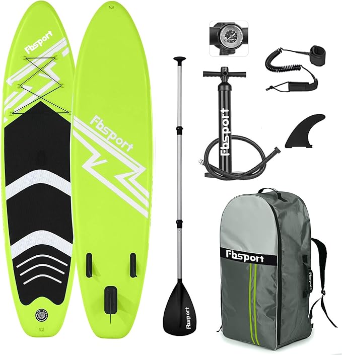 FBSPORT 10'6'' Premium Inflatable Stand Up Paddle Board, Yoga Board with Durable SUP Accessories & Carry Bag | Wide Stanc...