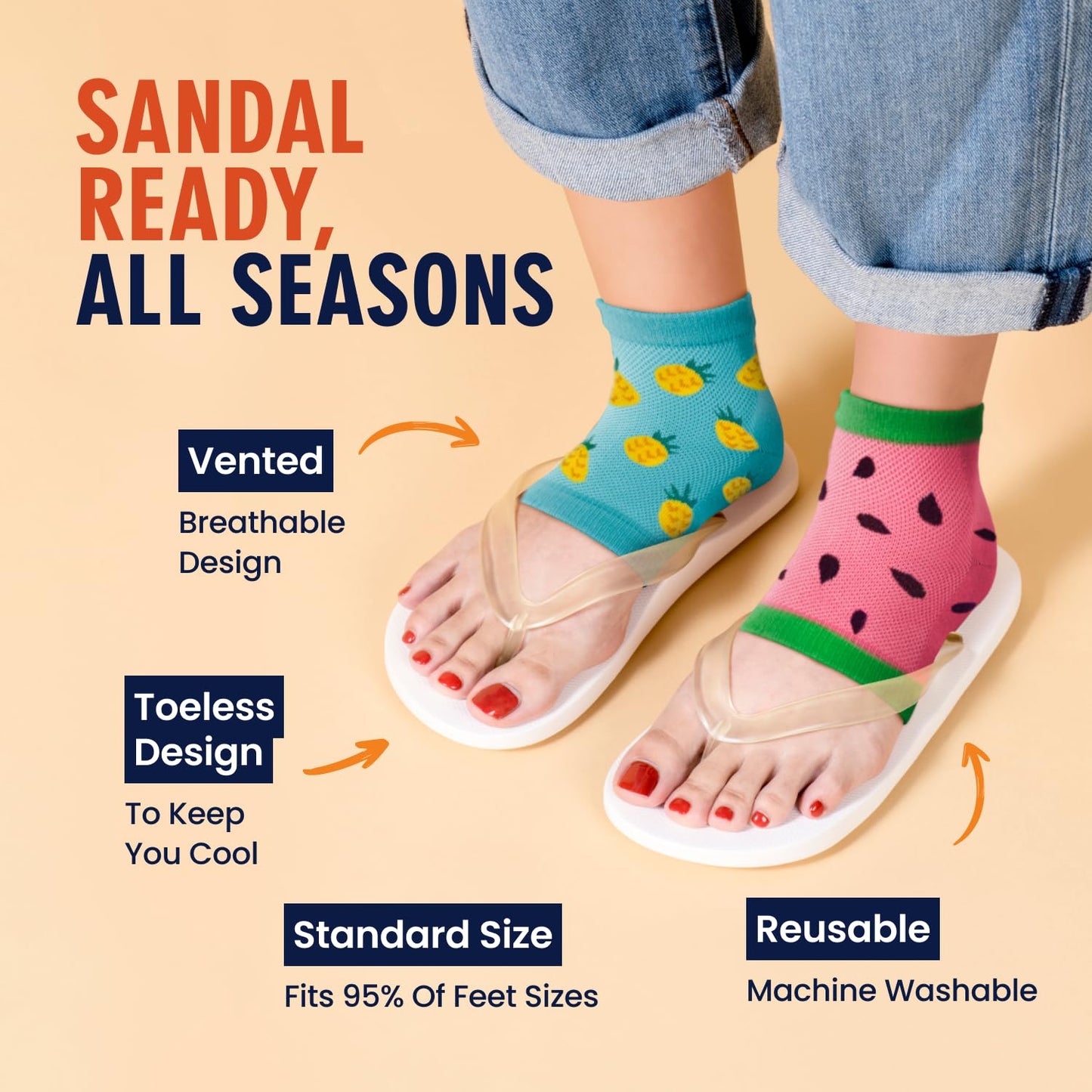 Dr. Frederick's Original Moisturizing Heel Socks for Cracked Heel Treatment - 3 Pairs - Stop Cracked Heels in Their Tracks - Sum