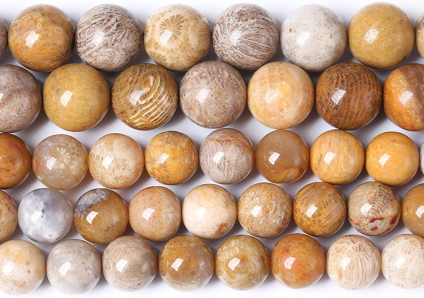 120pcs 6mm Natural Coral Jade Chrysanthemum Stone Beads Round Loose Beads for Jewelry Making,DIY Bracelet Necklace 32" 2 Strands