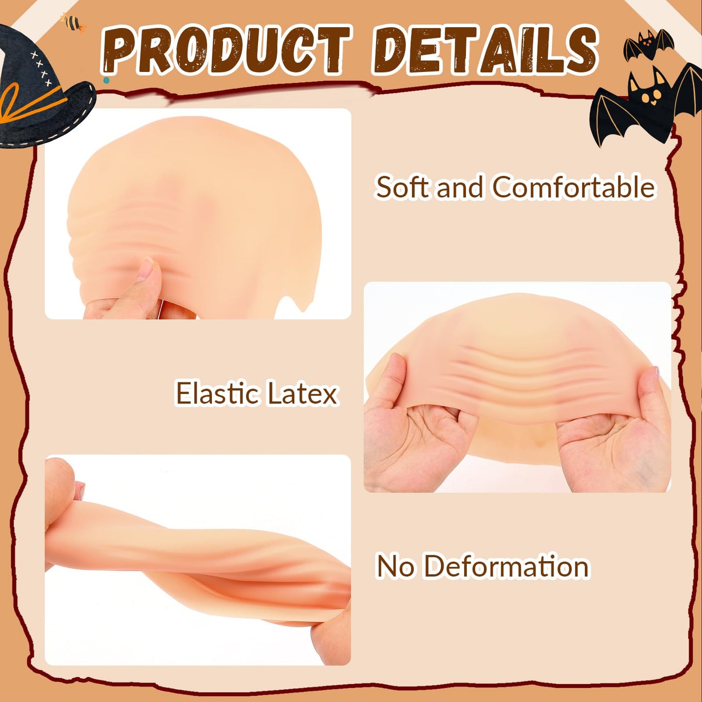 JOLYEAK 2 pcs Bald Caps Latex Bald Cap with Nylon Wig Caps Makeup Costume Accessories Adult Cosplay Party Supplies