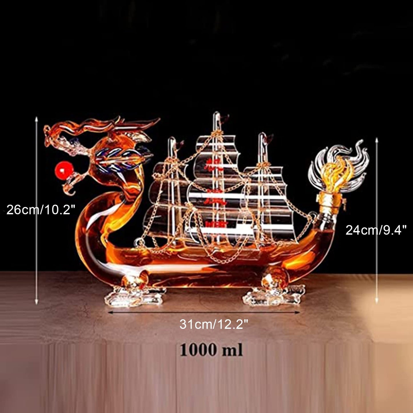 QQXX Dragon Zodiac Bottle Whiskey Decanter,Large Reusable Chinese Dragon Boat Wine Decanter,Zodiac Shape Whiskey Decanter for Liquor Scotch Bourbon