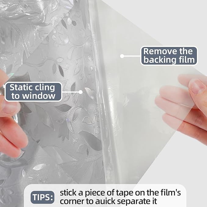 Frosted Glass Window Privacy Film Decorative, Bathroom Window Privacy Film for Glass Windows Cover, Static Cling, Removable, Reusable, Anti-UV, Heat Blocking, with Tools 35x157inch
