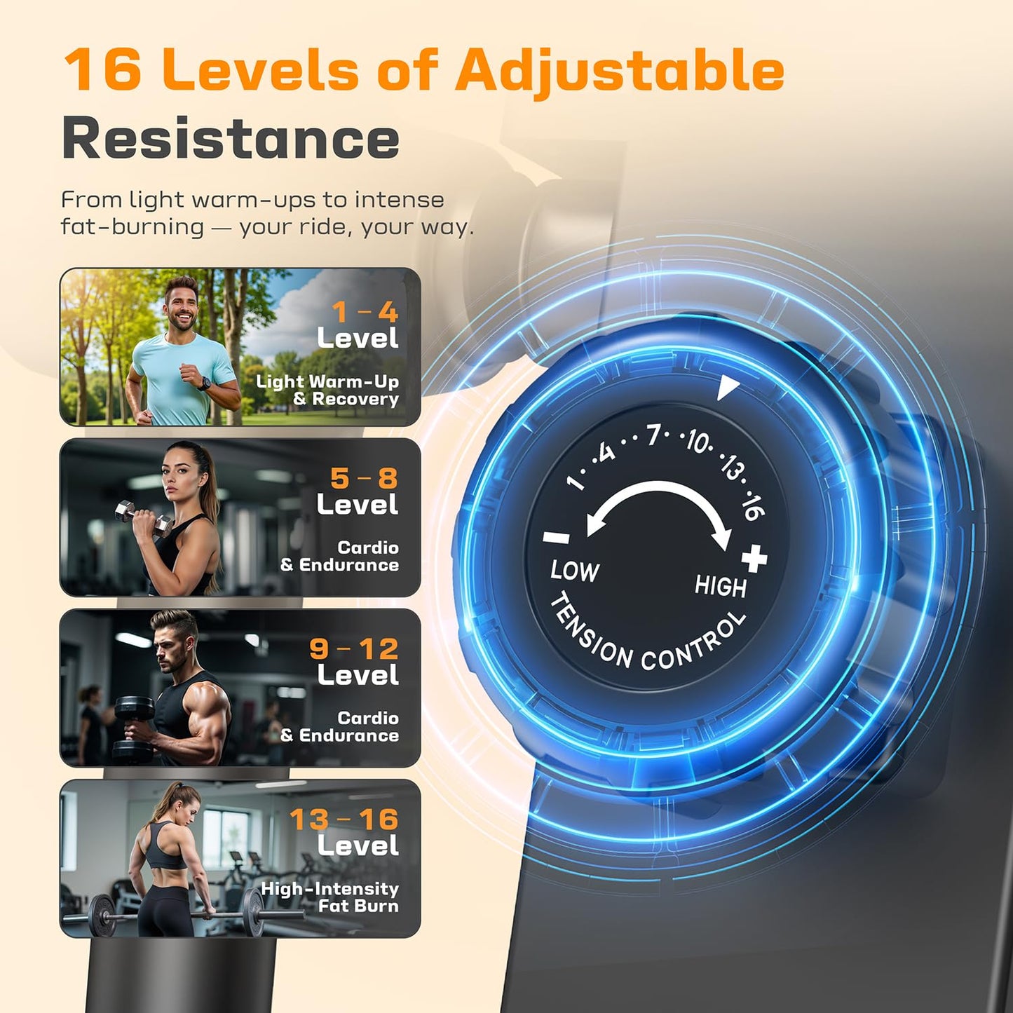 OWLSKY Elliptical Exercise Machine with APP, Elliptical Machine for Home with Hyper-Quiet Magnetic Driving System, 16 Resistance Levels,LCD Monitor,300LBS