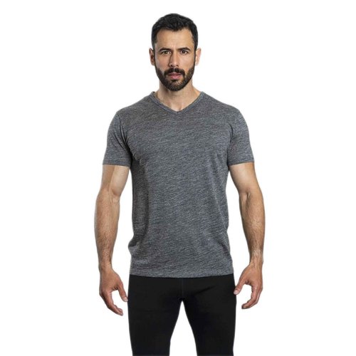 AoA Men's Royal Alpaca V-Neck Shirt: Light, Wicking Outdoor Ecological Layer Gray XXL