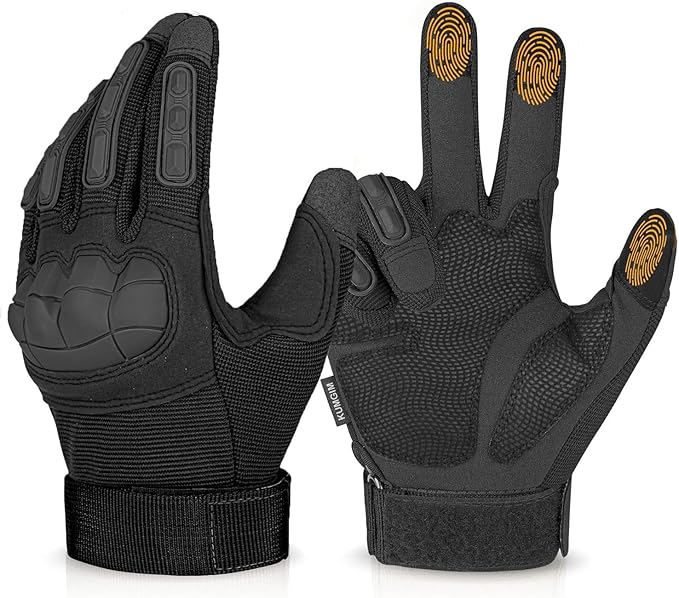 KUMGIM Tactical Gloves for Men, Motorcycle Military Combat Gloves Black Airsoft Gloves Touchscreen for Airsoft Outdoor Hun...