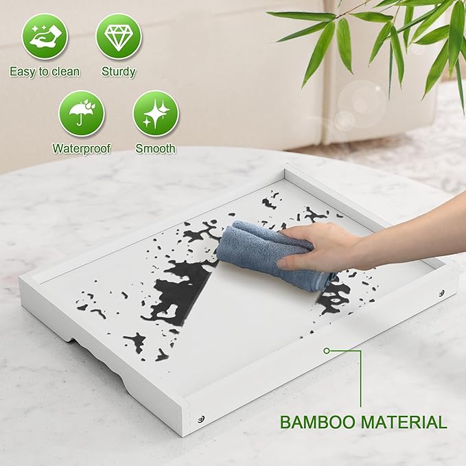 Youpehom Bed Tray Table with Folding Legs,Bamboo Breakfast in Bed for Kitchen Serving Tray,Sofa,Eating,Used As Laptop Desk Snack Tray 2 Pack (White)
