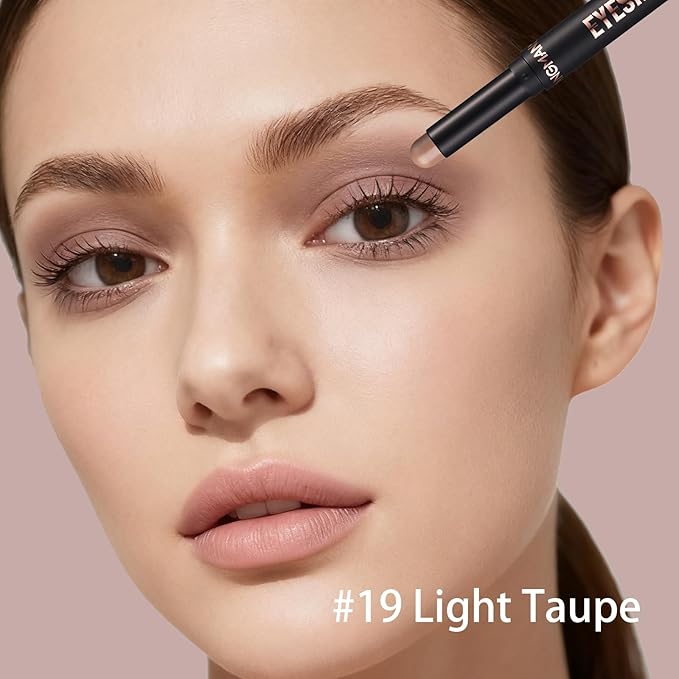 Matte Cream Eyeshadow Stick, Waterproof Eye Shadow Stick, Long-Lasting and Blendable High Pigmented Single Eyeliner Makeup for Women, 19 Light Taupe