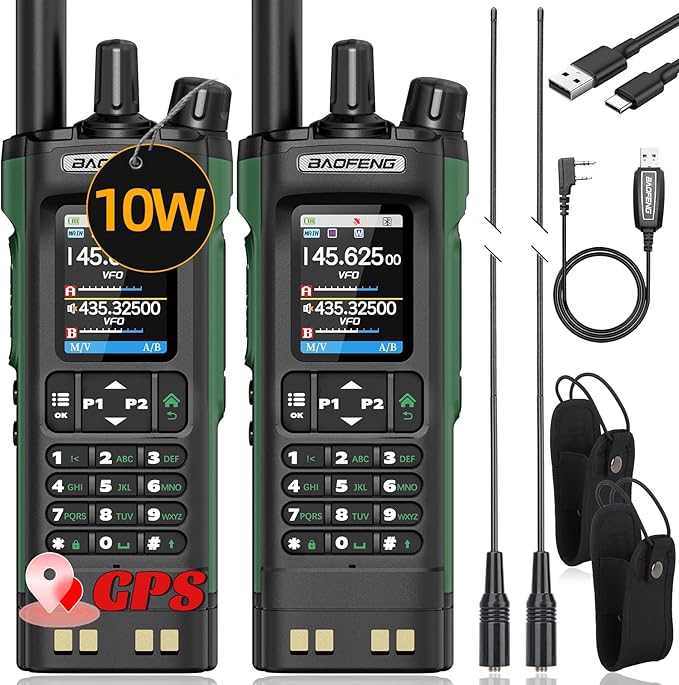 BAOFENG Radio UV32 Ham Radio Handheld 10W Rechargeable Walkie Talkies Long Range UV-32 Two Way Radio NOAA Weather Radio wi...