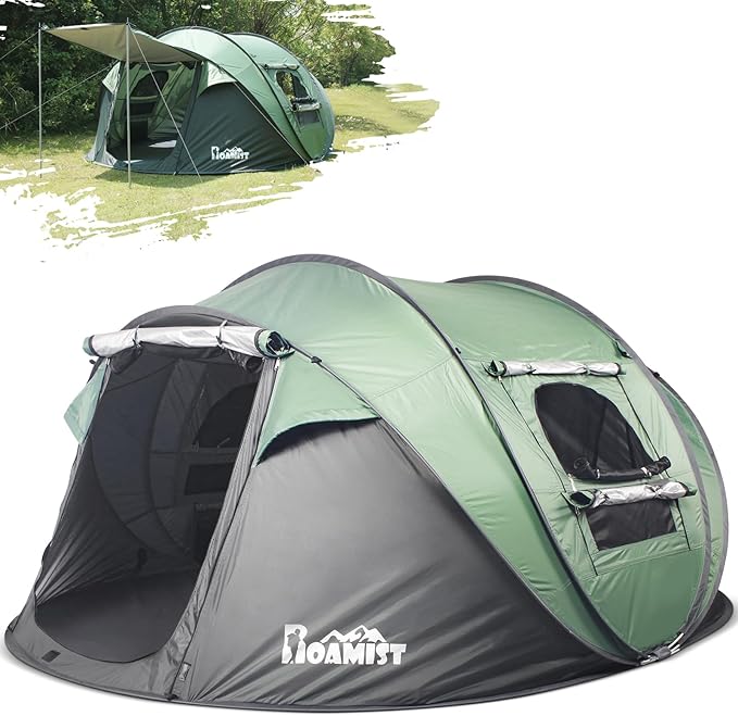 ROAMIST Tents for Camping, 2/3/4 Person Easy Pop Up Tents for Camping, Waterproof Windproof Automatic Setup Camping Tent w...