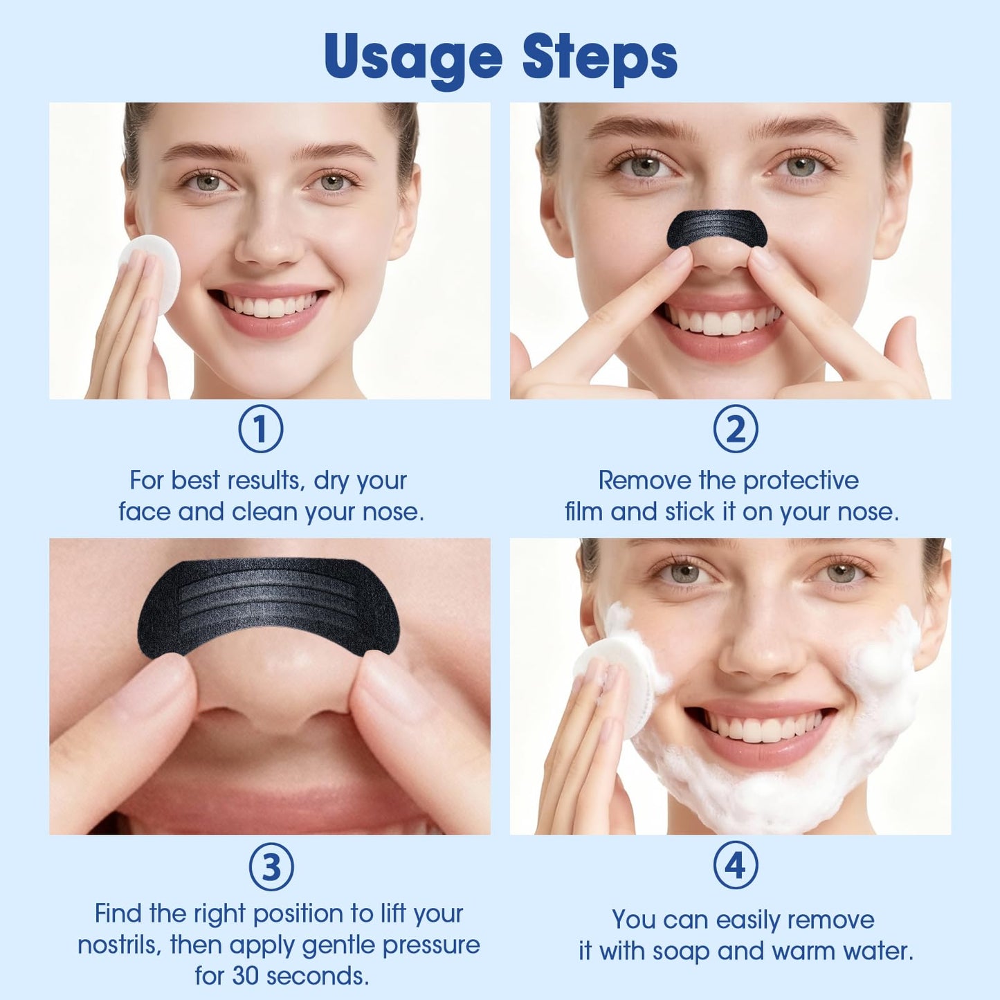 Nasal Strips for Snoring - Extra Strength Nose Strips for Breathing, Black Nose Tape for Sleeping and Sports (60 Ct), Nasal Congestion Relief, Oil & Sweat Proof