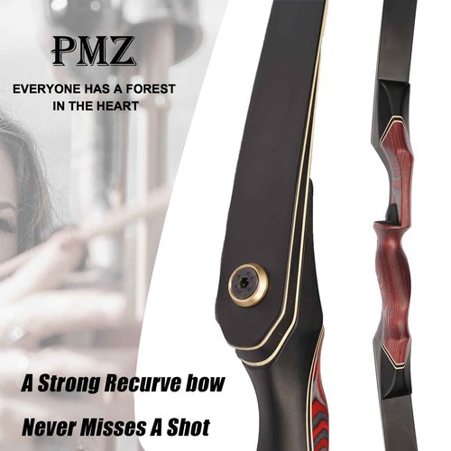 PMZ Recurve Bow and Arrow, Newset Professional Aldults Archery Hunting Bow, 60'' Wooden Takedown Bow, for Youth Beginners to Advanced Outdoor Practice & Hunting, Right Hand, 35 lbs