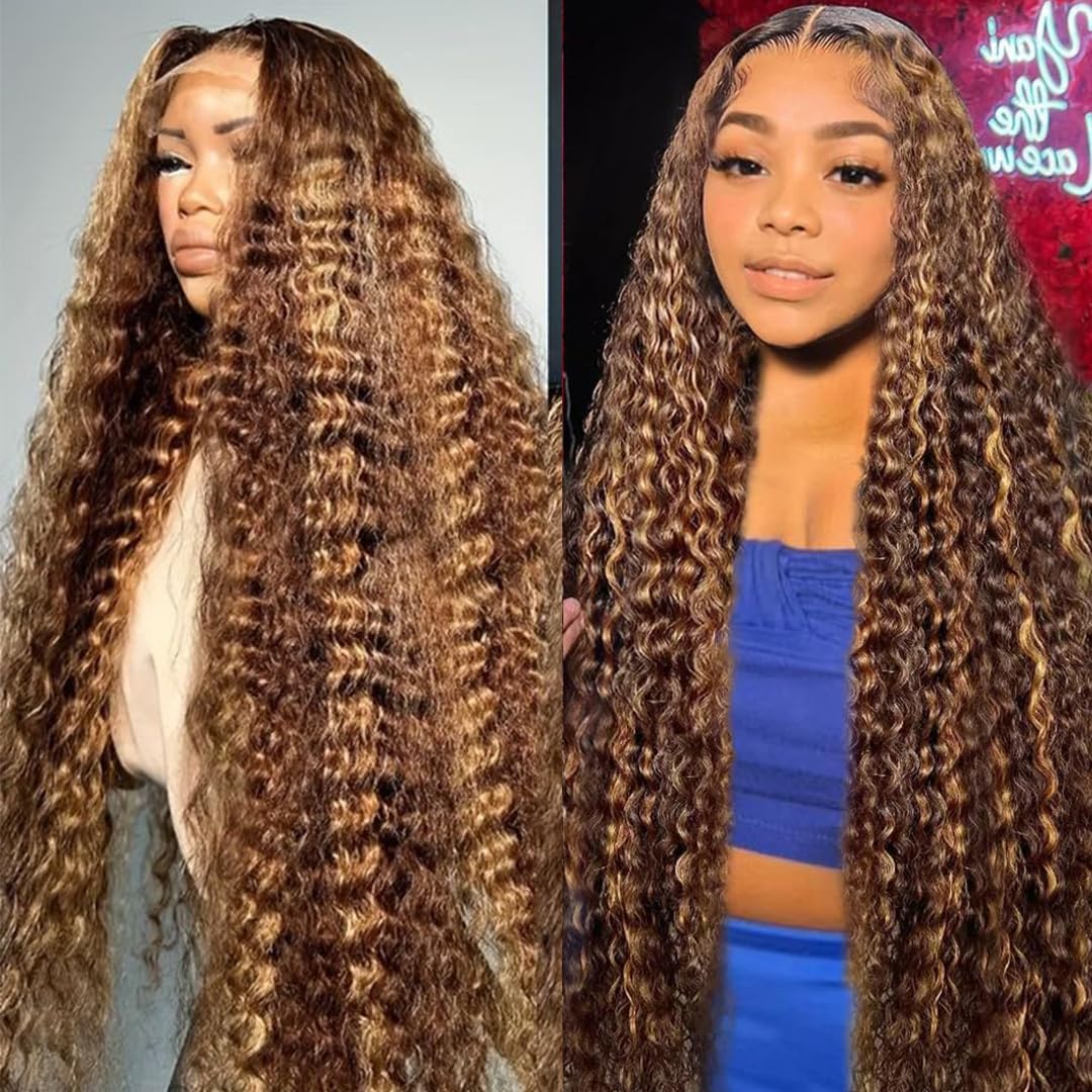 Ombre Lace Front Wigs Human Hair Highlight Deep Wave 5x5 HD Lace Closure Wigs Human Hair Pre Plucked Honey Blonde Wig Human Hair