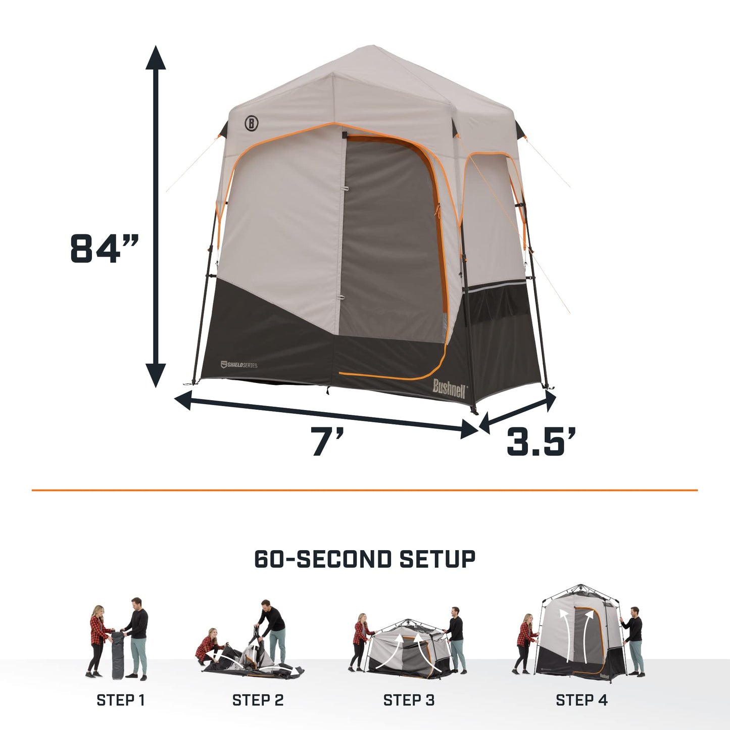 Bushnell Shower Tent with Instant Setup Technology | Shield Series 2 Room Shower Tent for Family Camping, Hunting, Hiking | Solar Water Reservoir Included