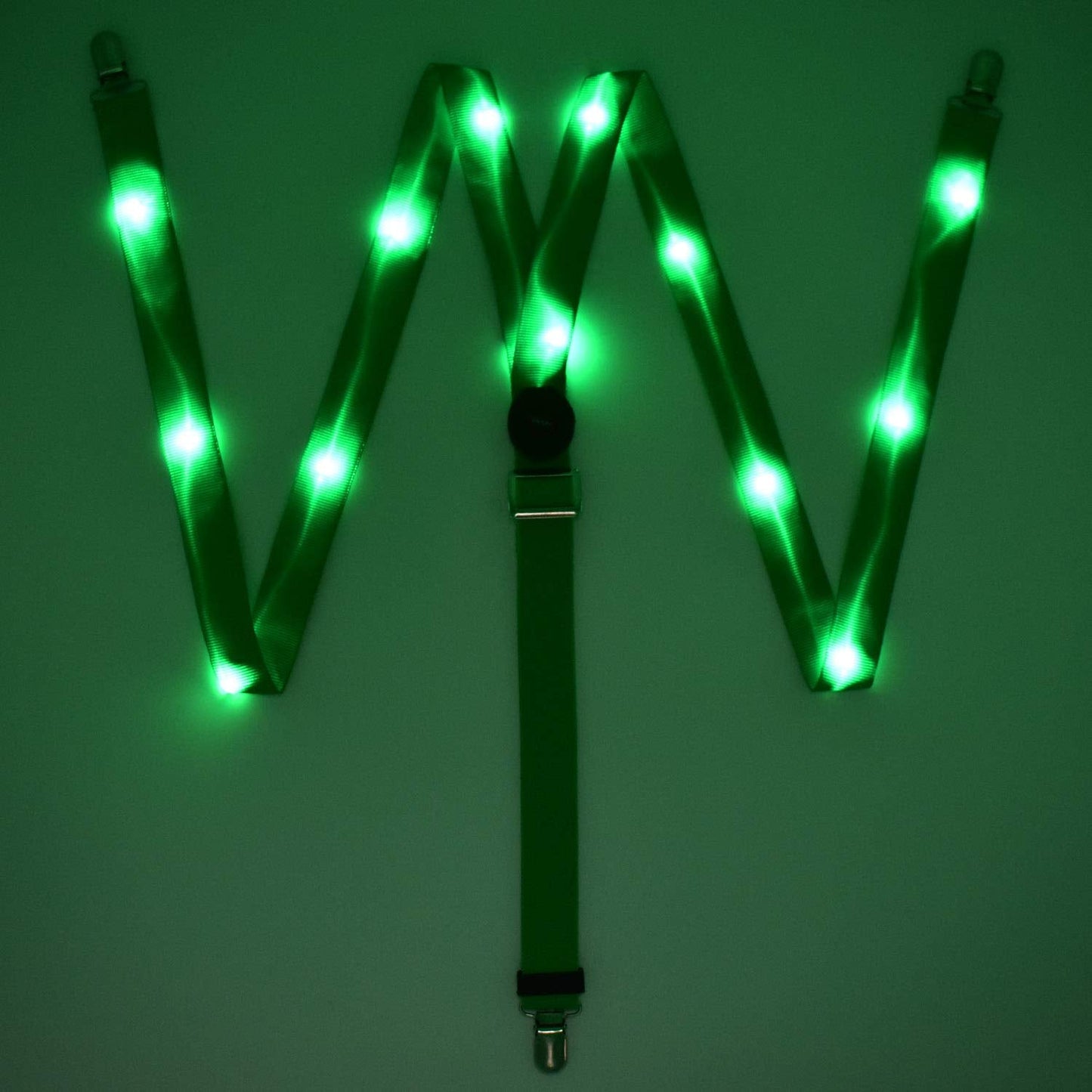 AMNQUERXUS LED Glow Light Up St Patricks Day Suspenders Trouser Braces Y Shape Suspenders Gifts for Men Women (Green)
