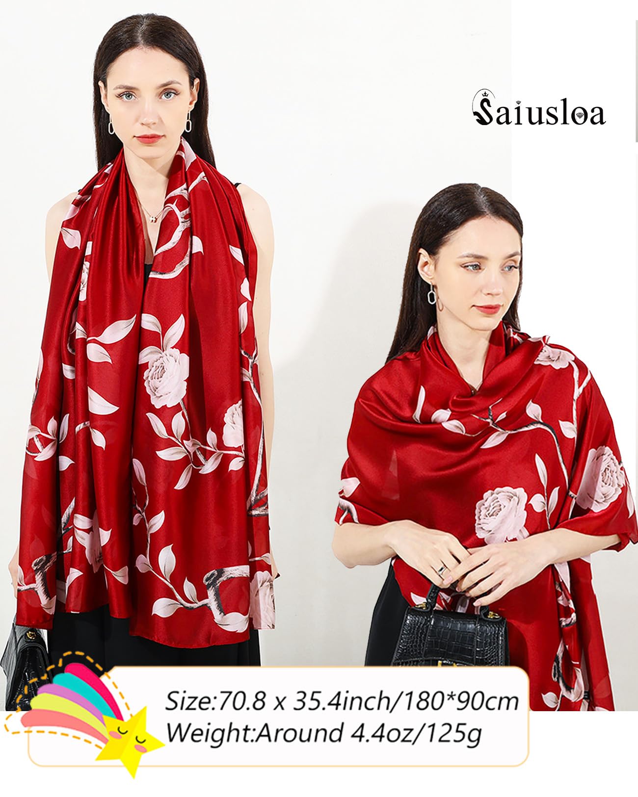 Dress Scarves Shawl Wraps Long Silky Scarf for Women Dressy Fashion Lightweight for Decorative Formal Evening Gowns-1001