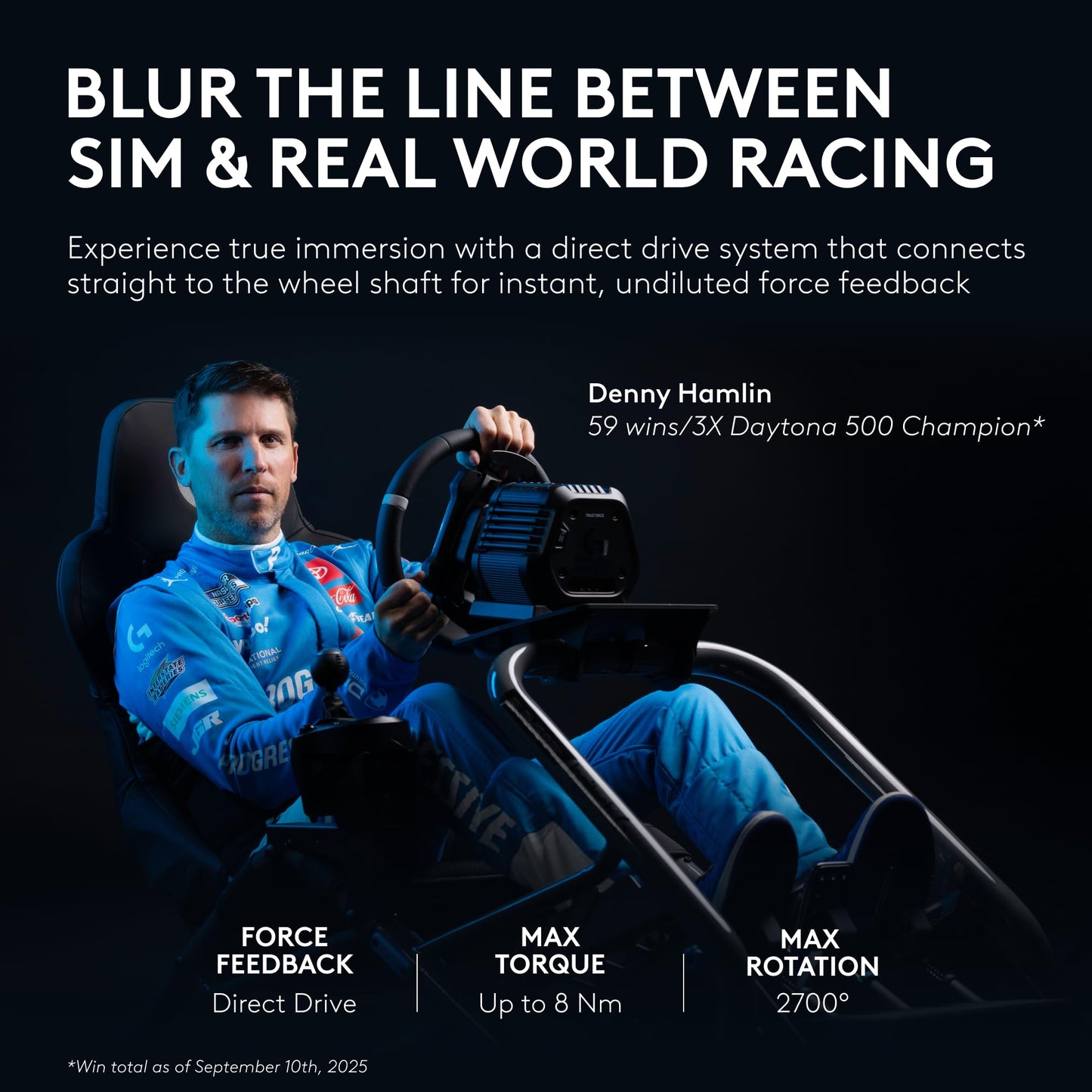 Logitech G RS50 Racing Wheel, Hub, and Base for Xbox/PC: 8 Nm Direct Drive, 11 inch Wheel, 13 Buttons, Adjustable Paddle Shifters, TRUEFORCE Force Feedback Integration with Major Titles - Black