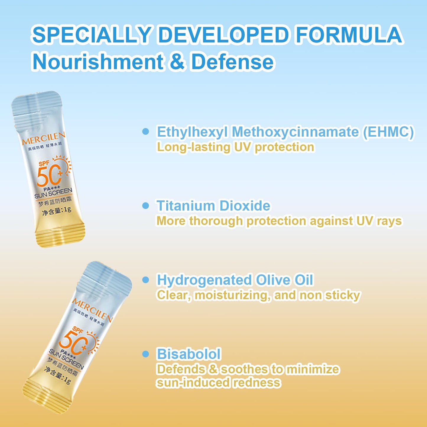 60PCS Mini Sunscreen SPF50+ PA+++ - Travel Size Sunscreen Bulk for Face & Body, Lightweight & Non-Greasy, Water-Resistant, Perfe