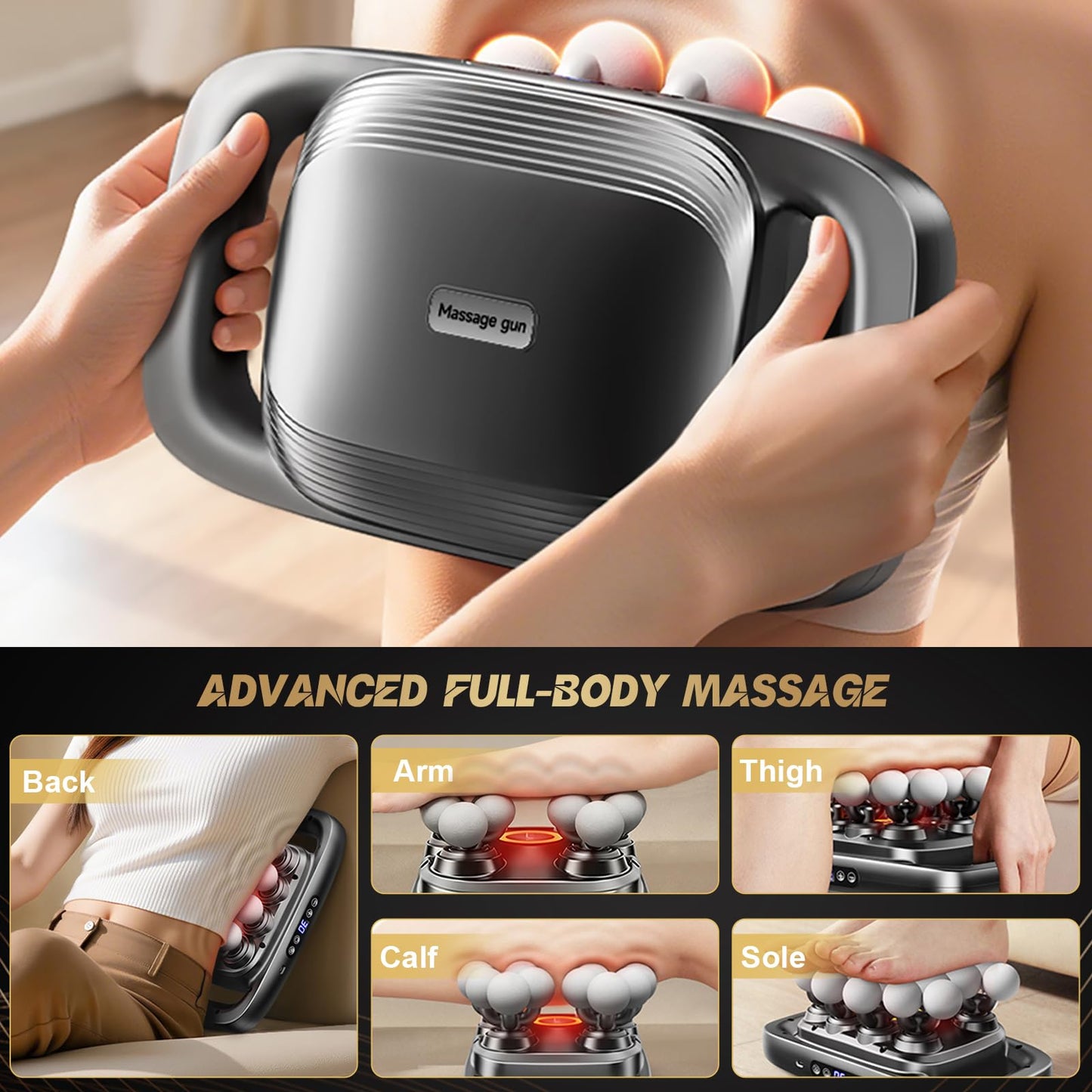 20 Head Massage Gun Deep Tissue, Full Body Massage for Pain Relief, Electric Lower Back Massager with 3 Modes & 30 Intensities, Percussion Muscle Massager Gun for Back, Neck, Shoulder, Legs, Waist