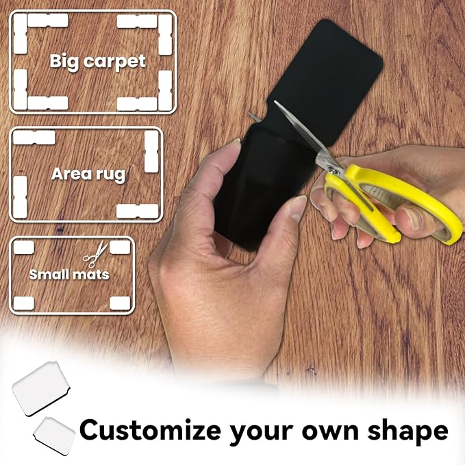 Rug Carpet Non Slip Grippers, Reusable Double Sided Carpet Tape Pads, Strong Adhesive Grippers for Area Rugs, Keep Corners Flat, No Damaging for Floor Removable, 8Pcs