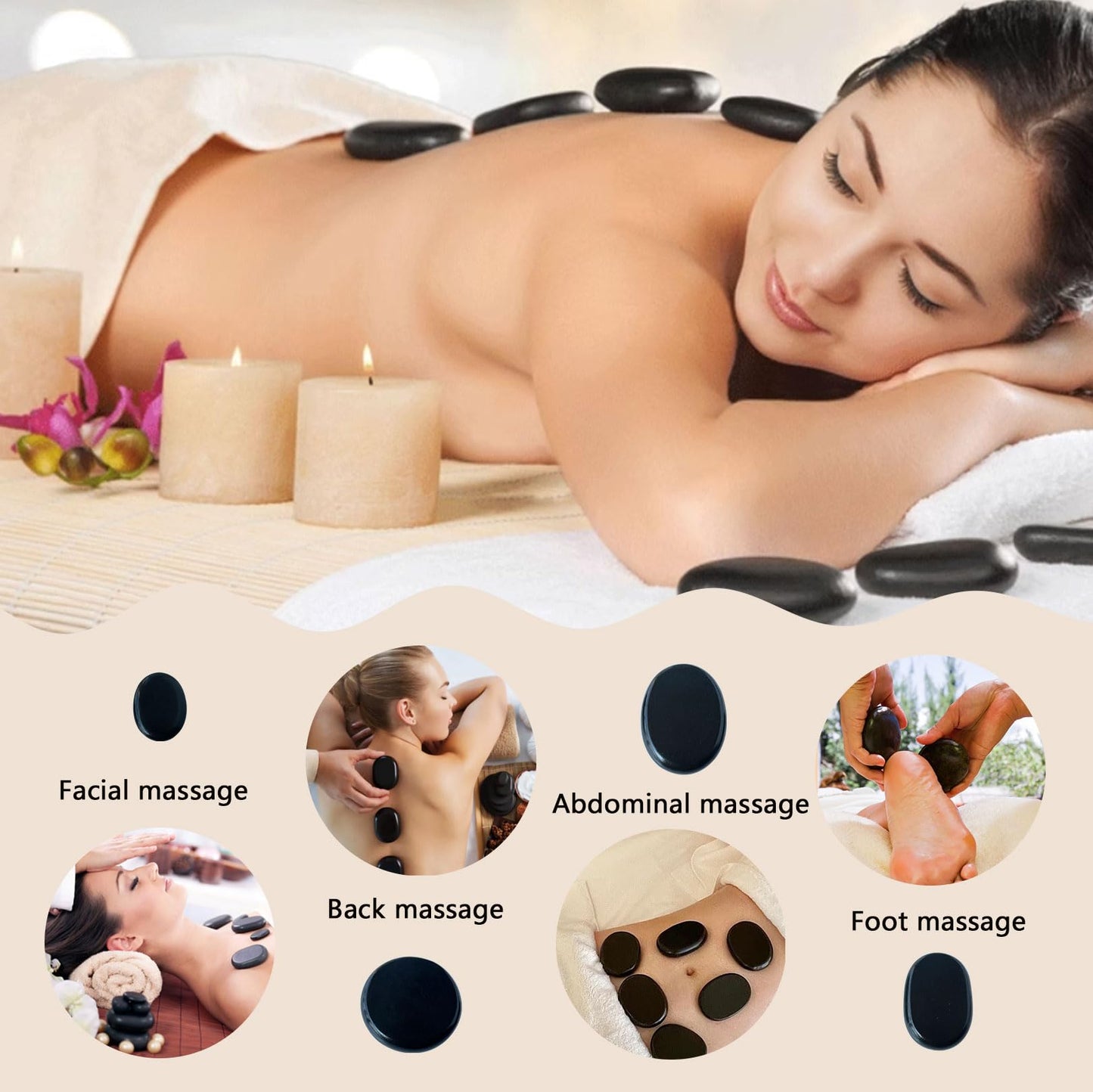 14-Piece Hot Stone Massage Set, Massage kit with Temperature Regulator, Basalt Massage Stone Home Spa Thermal Therapy Relaxation