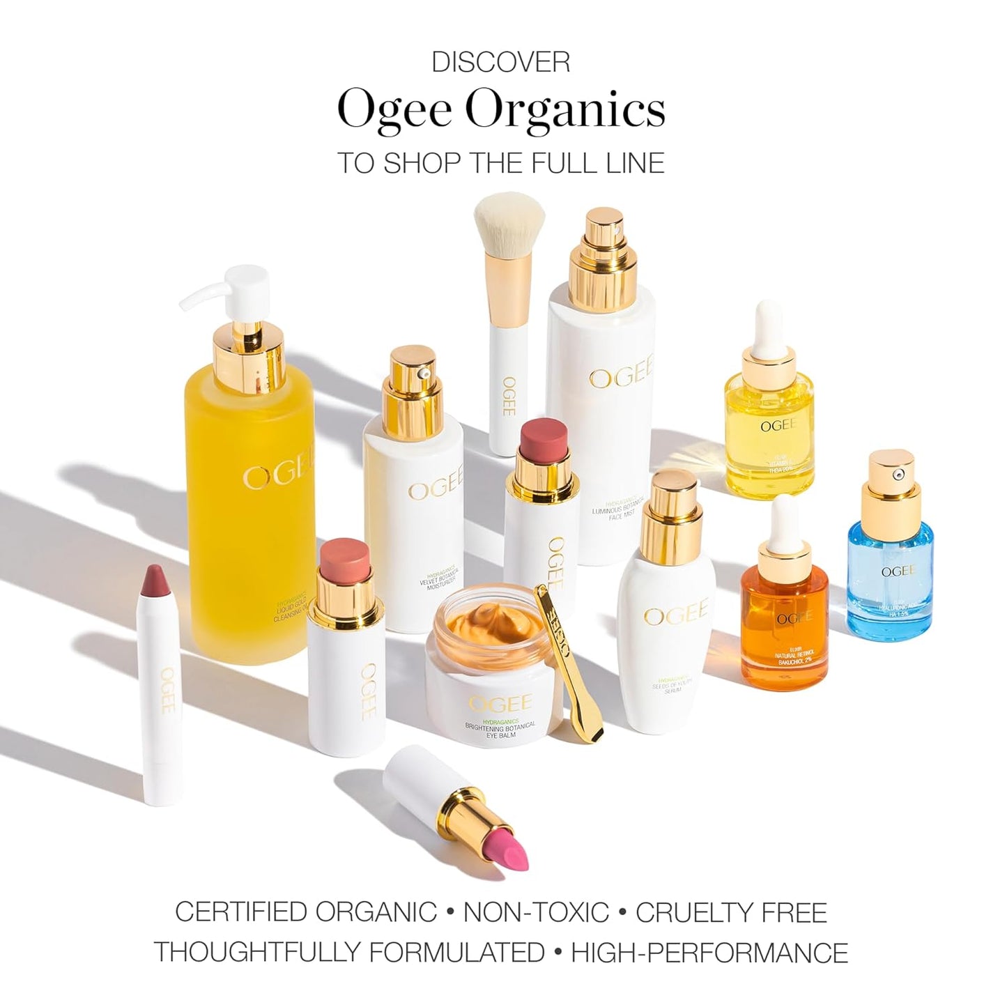 Ogee Face Stick Crystal Collection Trio - Contour Stick Makeup Collection - Certified Organic Contour Palette - Includes Bronzer Stick, Blush Stick & Highlighter Stick